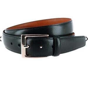Trafalgar Easton Black Cortina Leather Belt with Silver Buckle Sz 38